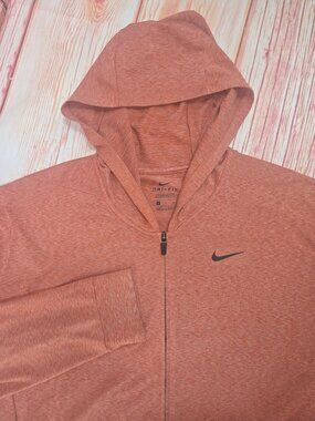 Nike Dri-Fit Mens Soft Orange Full-Zip Athletic Hoodie XL